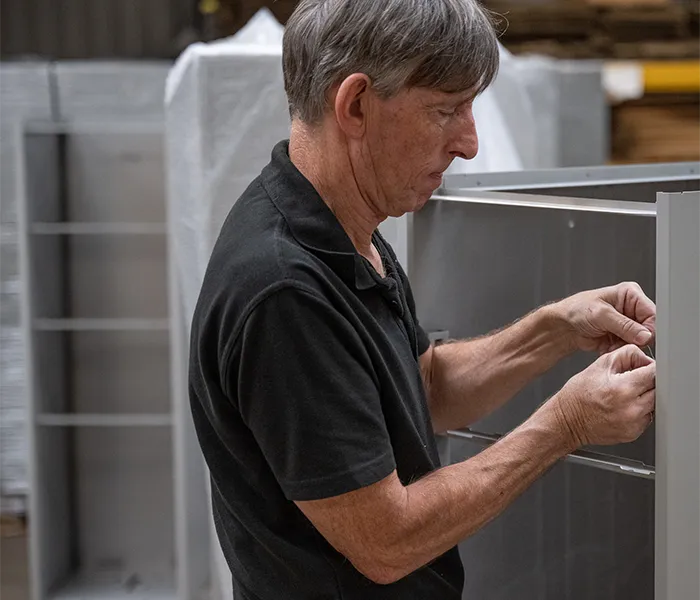 Staff assembling a product